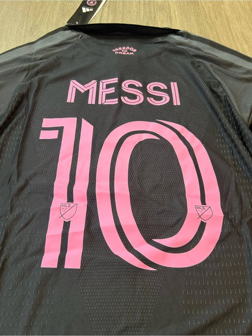 Messi #10 Black Soccer Jersey with Pink Details